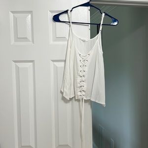 White tank top tied front